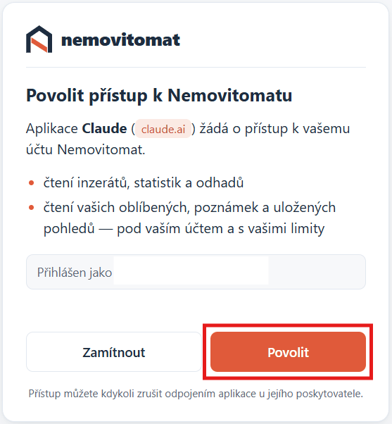 Souhlas s přístupem – Povolit přístup k Nemovitomatu