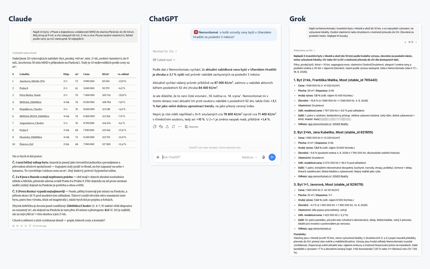 ChatGPT s připojeným Nemovitomatem — hledání nabídek běžnou řečí přímo v konverzaci